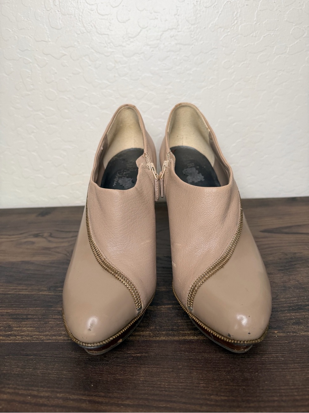 Cole Haan Beige Leather Zip Accent Stiletto Heels - Picture 6 of 6